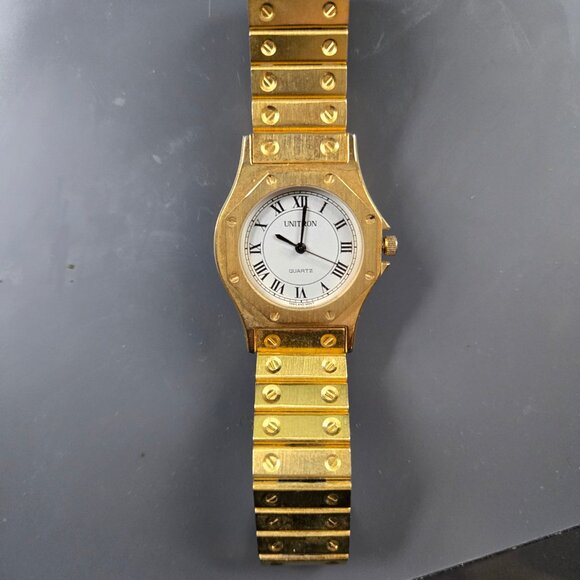 Gold Unisex Quartz Watch - Cartier Santos Style - Picture 3 of 5
